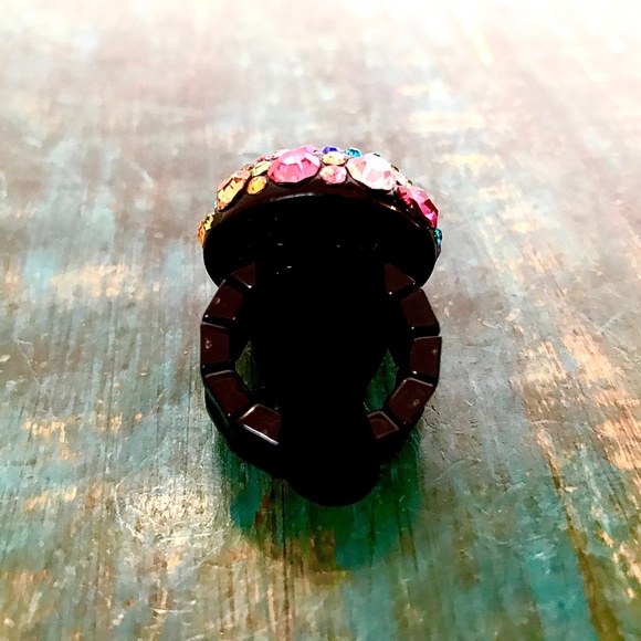 Festive Colorful Crystal Stretch Rings - Picture 2 of 7